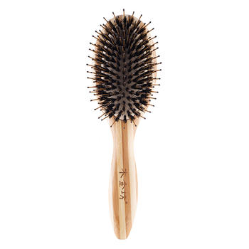 Bamboo Natural Bristle Hair Brush With Nylon Pins