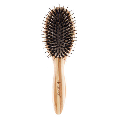 Bamboo Natural Bristle Hair Brush With Nylon Pins