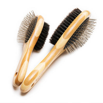 Double Sided Bamboo Pet Hair Remover Brush Boar & Pins Brush